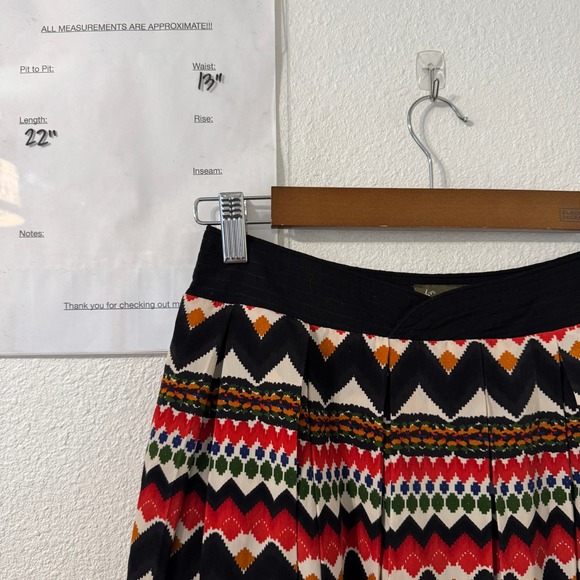 Anthropologie Fei Pleated A-Line Skirt Womens Size 2 Geometric Chevron Pockets - Picture 8 of 8